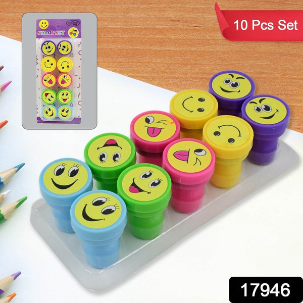 Emoticon Stamps 10 pieces in Round Shape Stamp (Multicolor / 10 Pc) - dailyneed.life