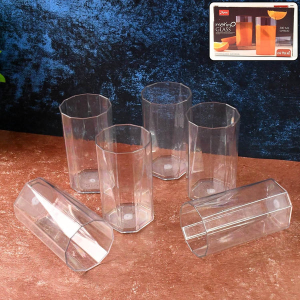 Apex Merino N’ Glass Unbreakable Plastic Drinking Glass Set (6Pc/300ml) Approx - dailyneed.life