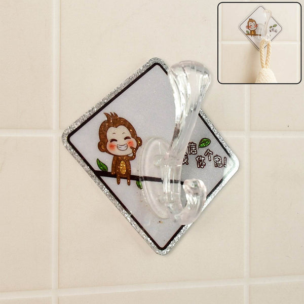 Cute Cartoon Print Transparent Wall Hook with Self-Adhesive Back (1 Pc) - dailyneed.life