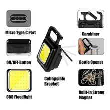 Mini Rechargeable Keychain Flashlight - 4 Light Modes with Folding Bracket & Magnetic Base - dailyneed.life