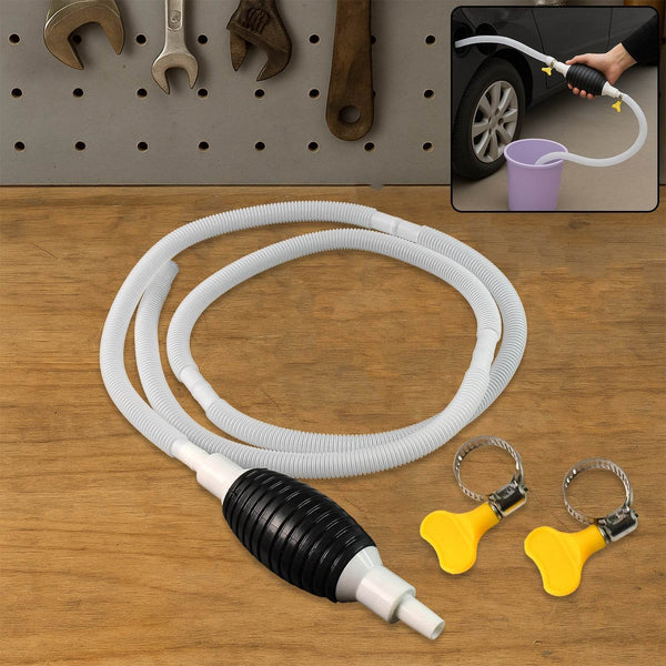 Fuel Transfer Pump Hose with Hand Pump and 2 Hose Clamps - dailyneed.life