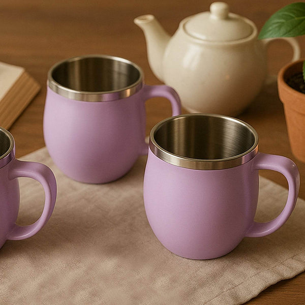 Apex Chit-Chat Double Wall Stainless Steel Mug Set (6Pc/200ml) Approx - dailyneed.life