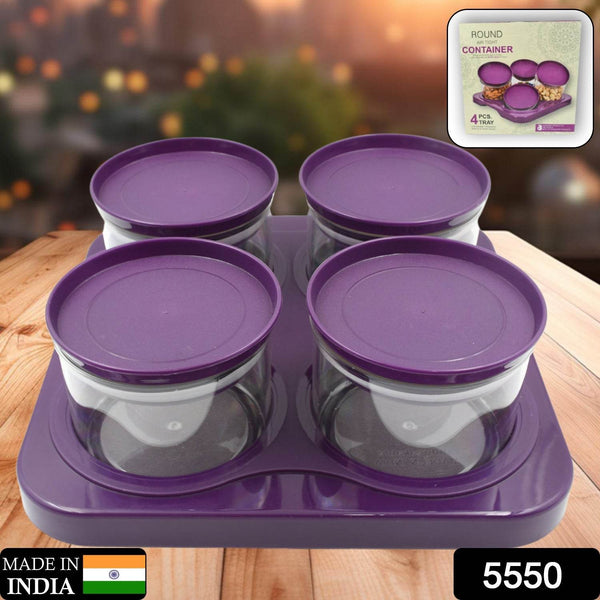 Airtight Plastic 4 Pc Storage Container Set, With Tray Dry Fruit Plastic Storage Container Tray Set With Lid & Serving Tray For Kitchen - dailyneed.life