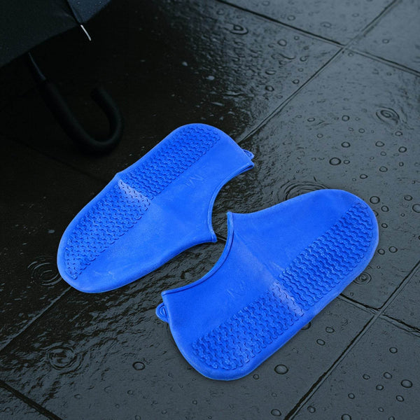Blue Non-Slip Silicone Rain Reusable Anti skid Waterproof Fordable Boot Shoe Cover (1 Pair) - dailyneed.life
