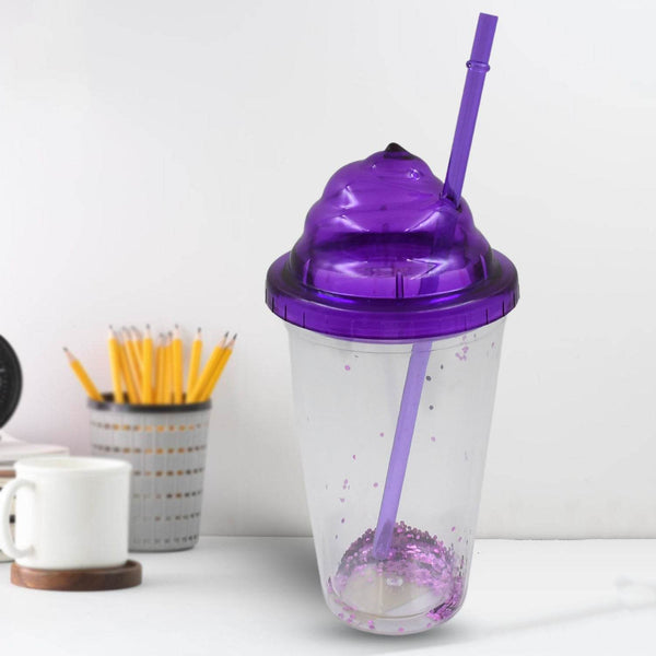 High Quality Plastic Creative Cold Drink Cup / Tumble, Reusable Tea Coffee Tumbler with Lid and Straw, Double Wall Plastic Drinking Sport Bottle, Travel Tumbler (1 Pc / Mix Color) - dailyneed.life