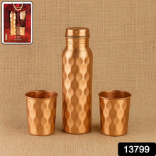 Diamond Cut Copper Water Bottle 2 Glasses with Gift Box (3 Pcs Set) - dailyneed.life