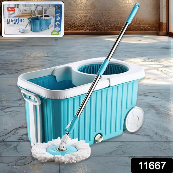Apex Magic 360° Spin Mop Cleaning System with Stainless Steel Spinner - dailyneed.life