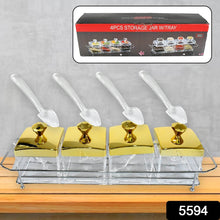 Storage Jar Set One Set with 4 Jars with Lids, Tray & 4 Spoon for Coffee, Tea, Sugar for Storage jar With Tray for Home Kitchen - dailyneed.life