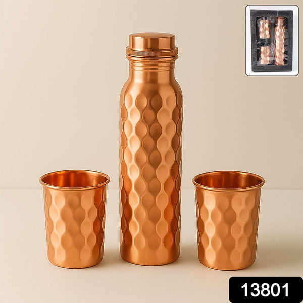 Copper Water Bottle 2 Glasses with Gift Box (3 Pcs Set) - dailyneed.life