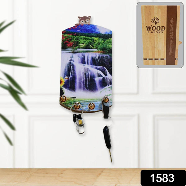 Decorative Wooden Vertical Scenery with Hooks for Wall Hanging - dailyneed.life