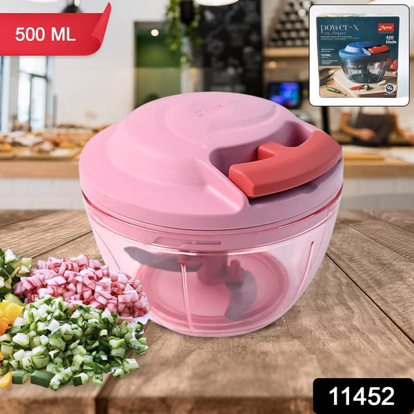 Apex Power-X Triple Stainless Steel Blades and Hand-Pull Vegetable Chopper (500Ml) - dailyneed.life