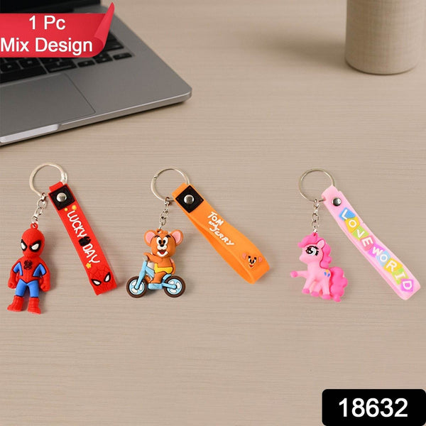 Cute Cartoon Silicone 3D Key Chain with Metal Hook & Strap (Pack of 1) - dailyneed.life
