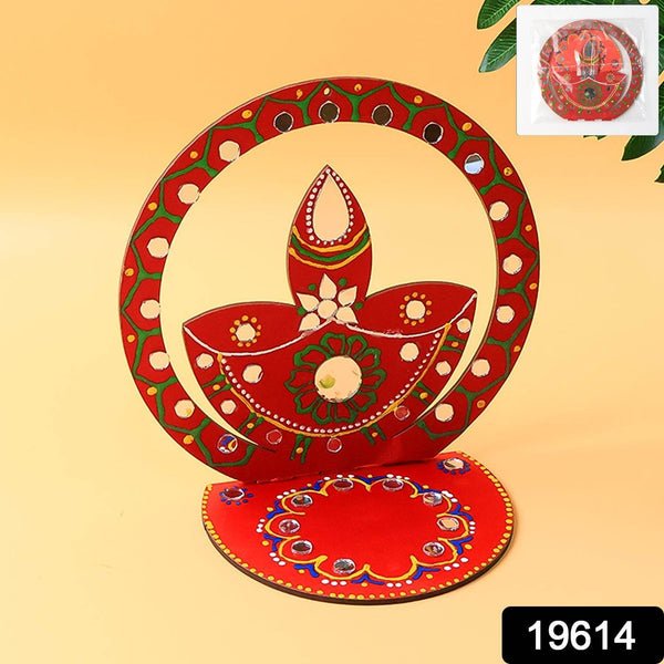 Handcrafted Wooden Decorative Diya Stand (1 Pc) - dailyneed.life