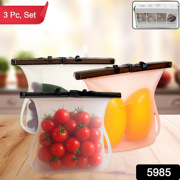 Eco-Friendly Food Storage: Reusable Silicone Bags (3-Pack) - Leakproof & Safe - dailyneed.life