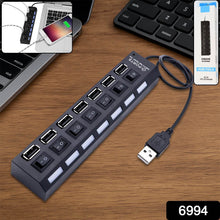 USB Splitter Multi Port USB 2.0 Hub, 7 Port with Independent On/Off Switch and LED Indicators USB A Port Data Hub, Suitable for PC Computer Keyboard Laptop Mobile HDD, Flash Drive Etc - dailyneed.life