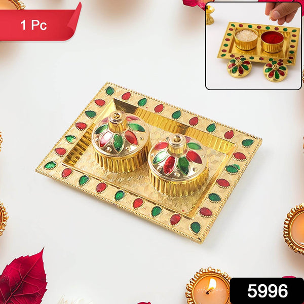 Rakasha Bandhan Special Puja Thali, Kumkum Thali Holder, Pooja Return Gift, Indian Housewarming Gifts, Brother / Bhai / Bhabhi / Sister / Family for Rakshabandhan, Diwali - dailyneed.life