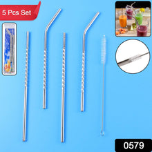 Set of 4 Stainless Steel Straws & Brush (2 Straight straws, 2 Bent straws, 1 Brush) - dailyneed.life