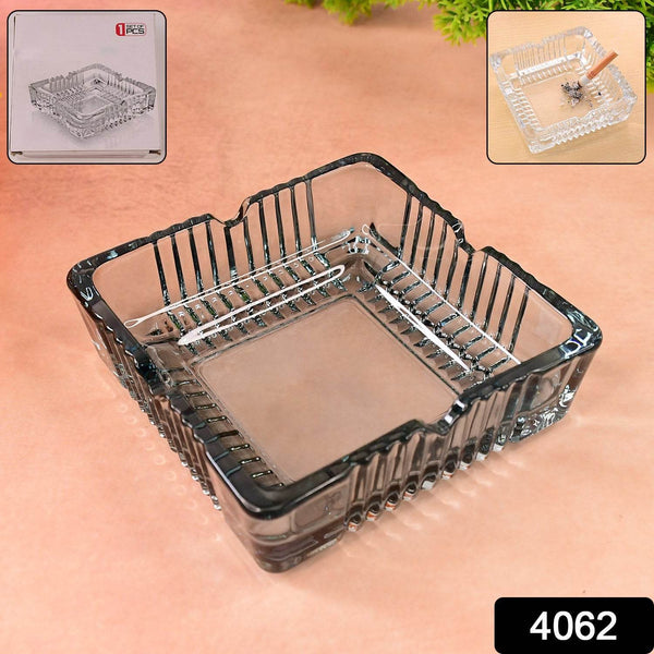 Square Glass Misti Crystal Quality Cigar Cigarette Ashtray Round Tabletop for Home Office Indoor Outdoor Home Decor - dailyneed.life