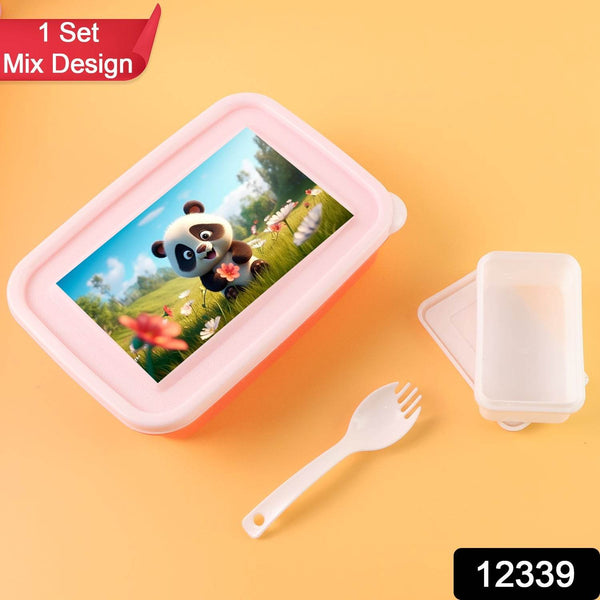 Kids Cartoon Printed Lunch Box Mix Design (1 Set) - dailyneed.life