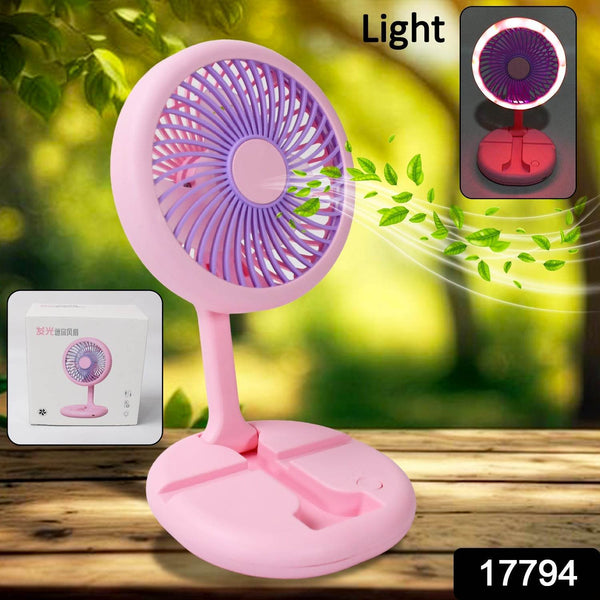 USB Rechargeable Portable Fan With LED Light Heavy Duty & Foldable Fan With Charging Port Home, Outdoor, Temple - dailyneed.life