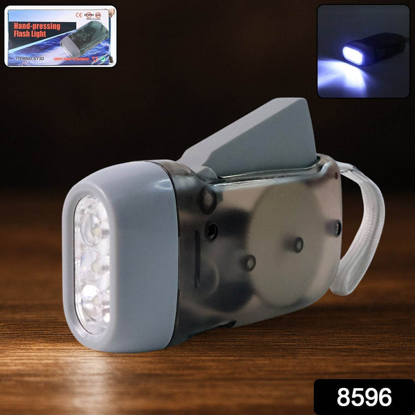 3 LED Hand Press Torch Hand Crank Flashlight Hand Pressing Flashlight Traveling Torch Light Manual Generator, Battery-Free Flashlight (1 Pc) - dailyneed.life