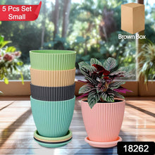 Round Flower Pot with Bottom Tray (5 Pcs Set / Small / 14×16 Cm) - dailyneed.life