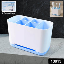 6 Compartment Multi Purpose Organizer Toothbrush Holder Stand Plastic Caddy (1 Pc) - dailyneed.life