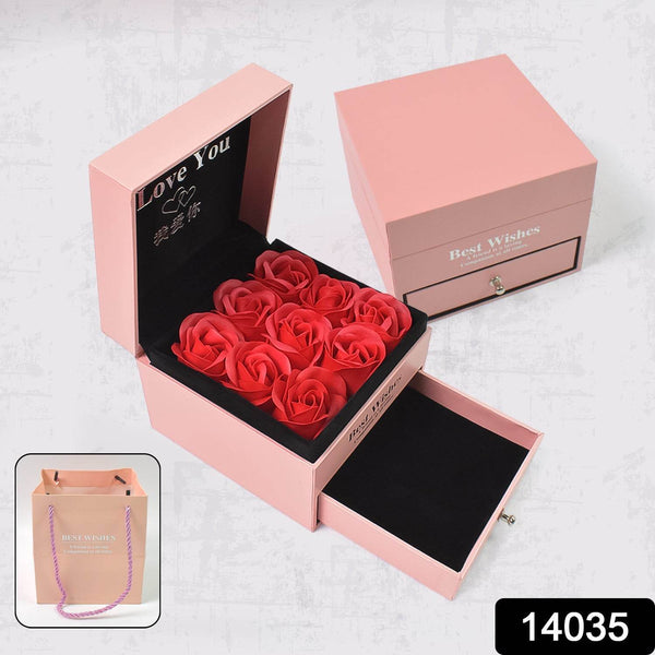 Preserved Eternal Rose Flower Gift Box Drawer with I Love You & Artificial 9 Pcs Rose (1 Set) - dailyneed.life
