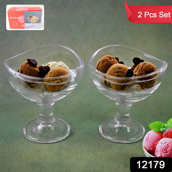 Glass Footed Dessert Bowl, Ice Cream Cup (2 Pcs Set) - dailyneed.life