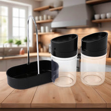 Apex Helix Salt N' Pepper 2-Piece Plastic Jar Set with Stand - dailyneed.life