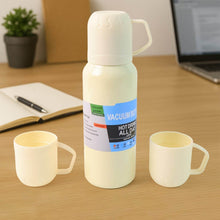 White Vacuum Flask Set – Stainless Steel Thermos with 3 Cups, Approx 500ml - dailyneed.life