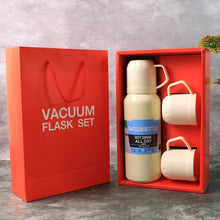 White Vacuum Flask Set – Stainless Steel Thermos with 3 Cups, Approx 500ml - dailyneed.life