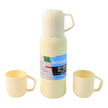 White Vacuum Flask Set – Stainless Steel Thermos with 3 Cups, Approx 500ml - dailyneed.life