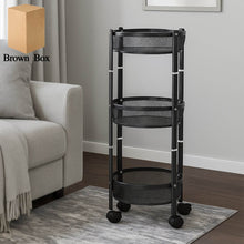 3-Layer Round Metal Mesh Utility Storage Trolley with Wheels - dailyneed.life