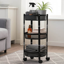 3-Layer Round Metal Mesh Utility Storage Trolley with Wheels - dailyneed.life