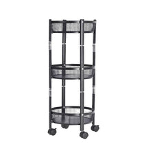 3-Layer Round Metal Mesh Utility Storage Trolley with Wheels - dailyneed.life