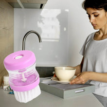Plastic Wash Basin Brush Cleaner with Liquid Soap Dispenser (Multicolour) - dailyneed.life