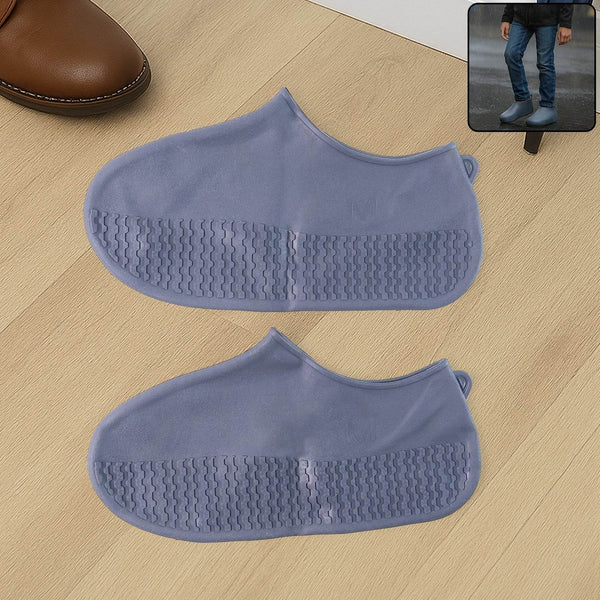 Grey Non-Slip Silicone Rain Reusable Anti skid Waterproof Fordable Boot Shoe Cover (1 Pair ) - dailyneed.life